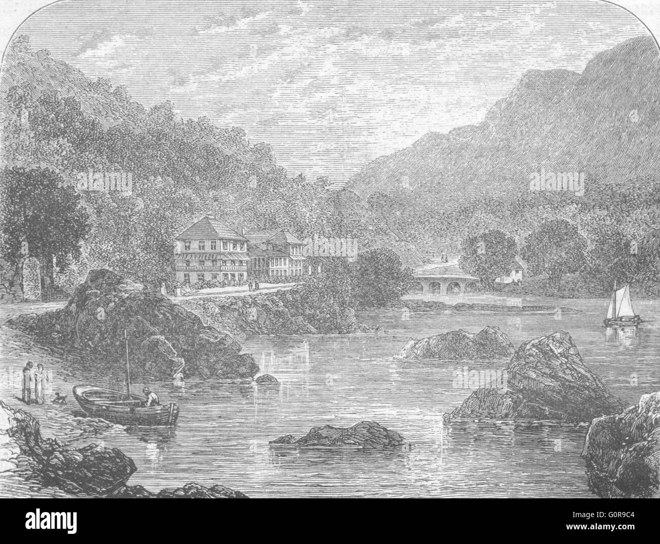 Irlande : lacs de Killarney : Eccles Hotel, antique print 1898 Banque D'Images