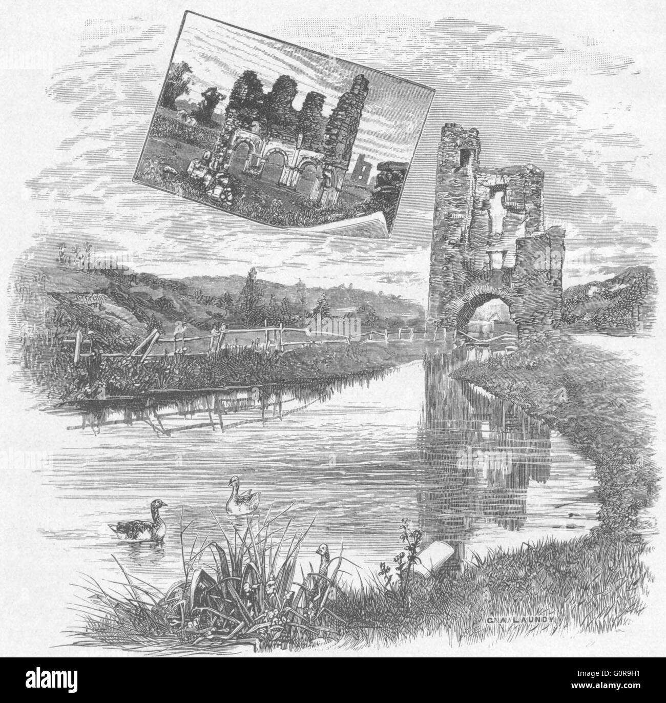 Irlande : Boyne : ruines, Mellifont, antique print 1898 Banque D'Images