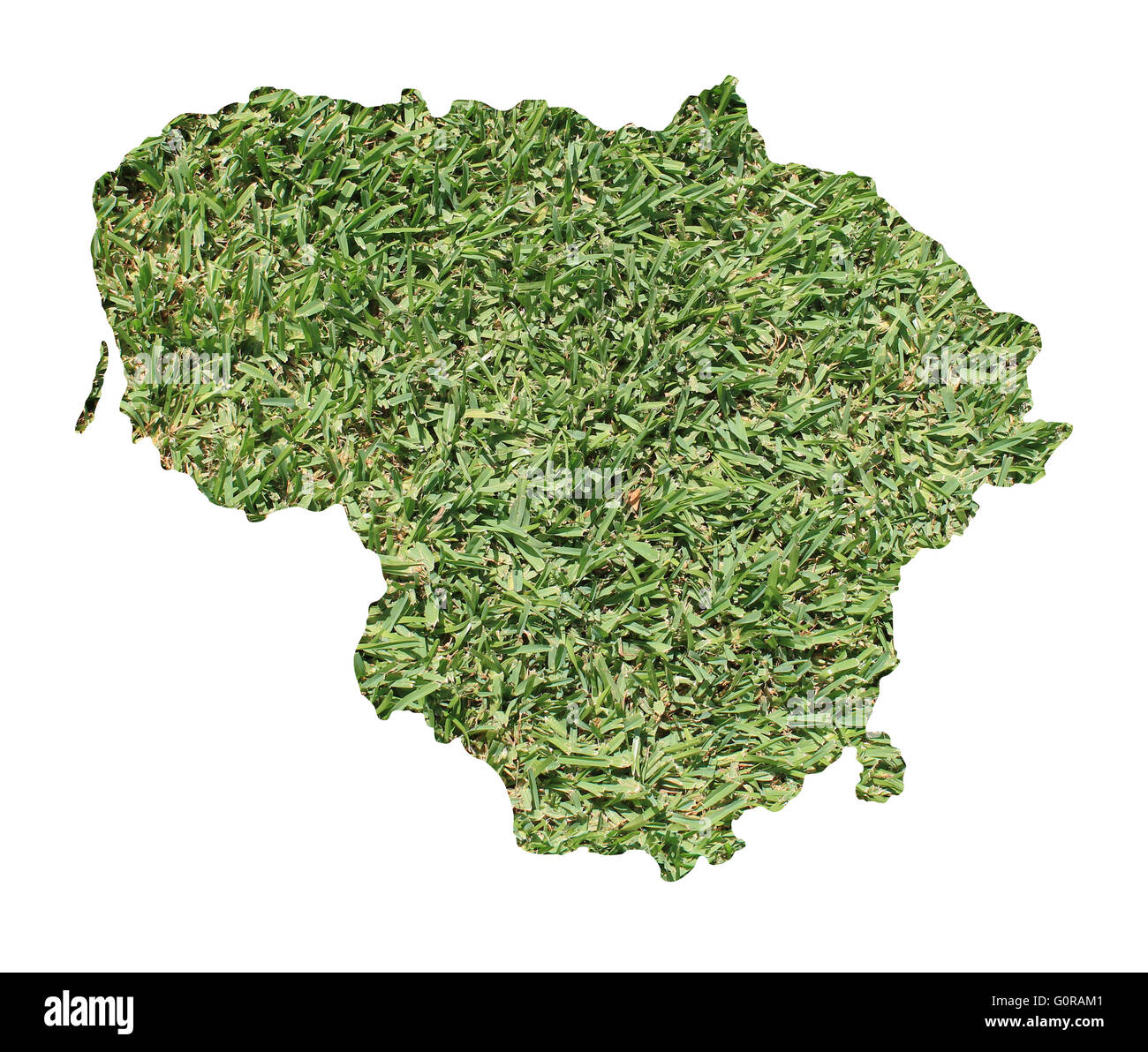 Carte de la Lituanie rempli d'herbe verte, environnementale et écologique. Banque D'Images