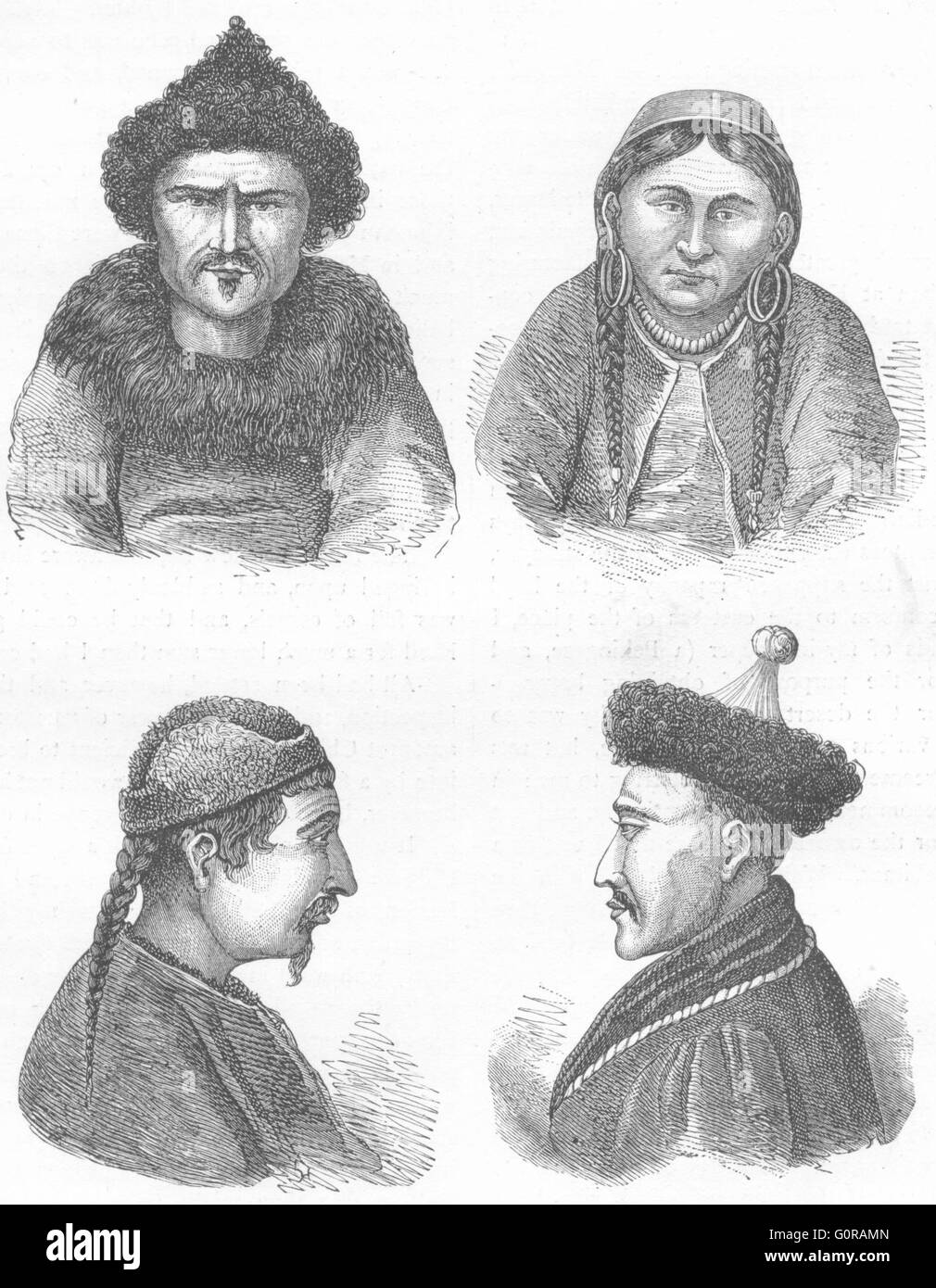 Mongolie : Ouest : Types Mongol, antique print 1880 Banque D'Images