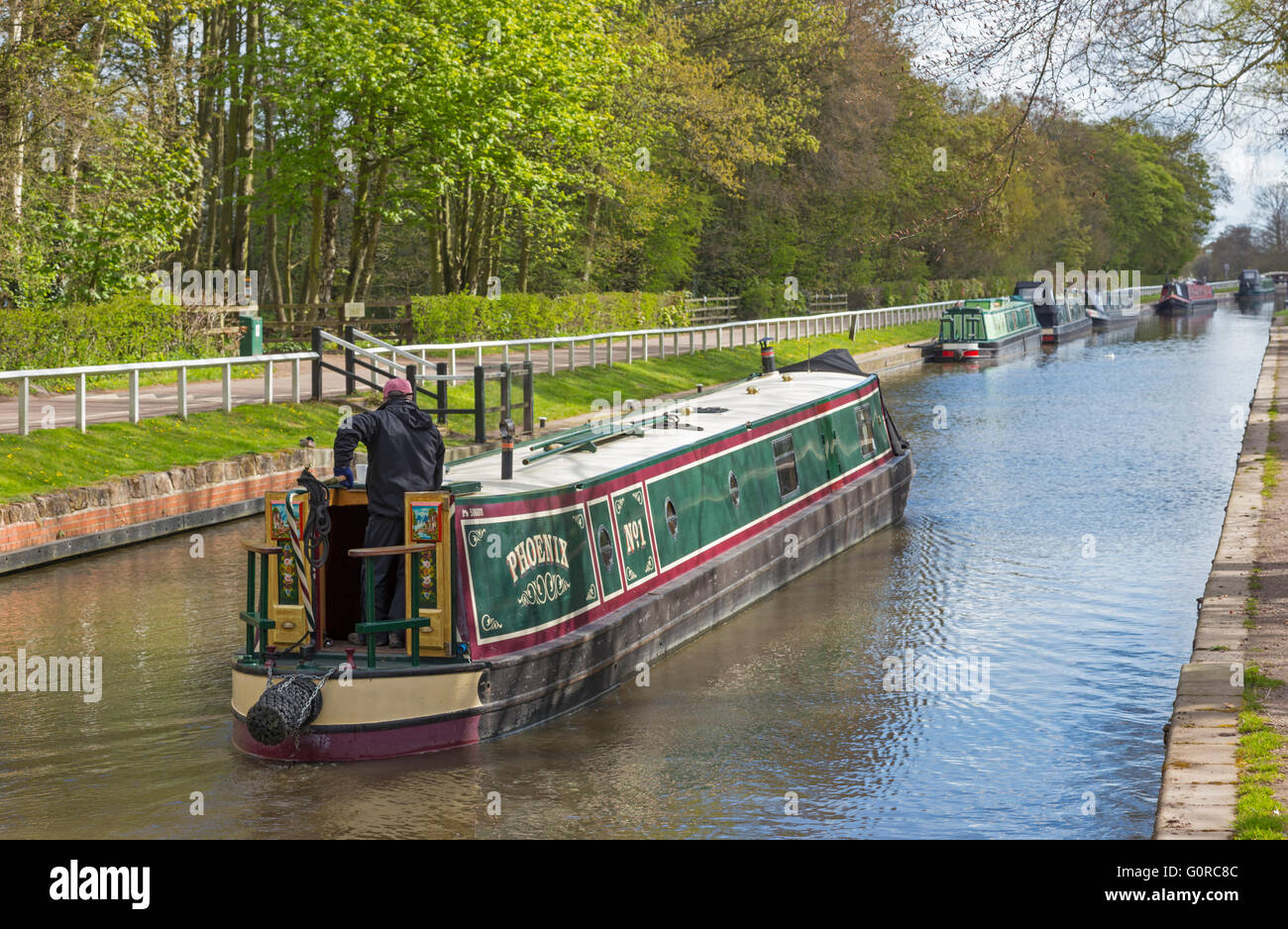 À Narrowboats Fradley Junction sur la Trent et Mersey Canal, Staffordshire, England, UK Banque D'Images