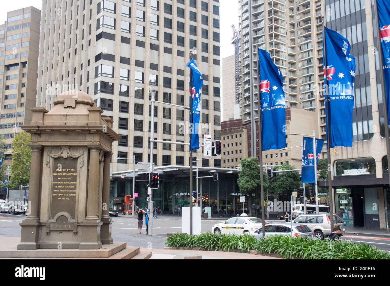 La Seconde Guerre mondiale, l memorial à l'entrée de Hyde Park, Sydney. Banque D'Images