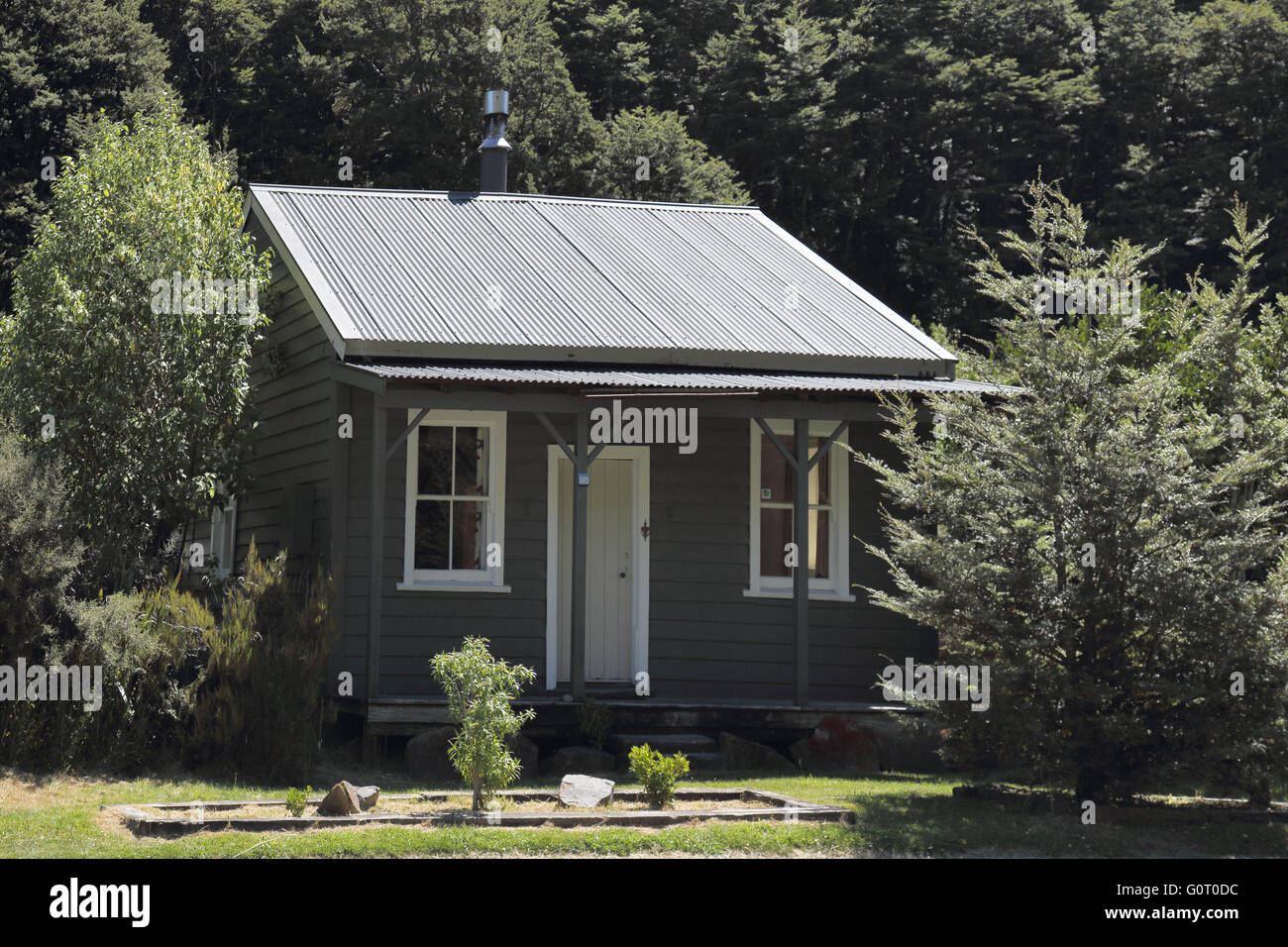Vieux travailleurs des chemins de chalets à arthurs pass ile sud Nouvelle zelande Banque D'Images