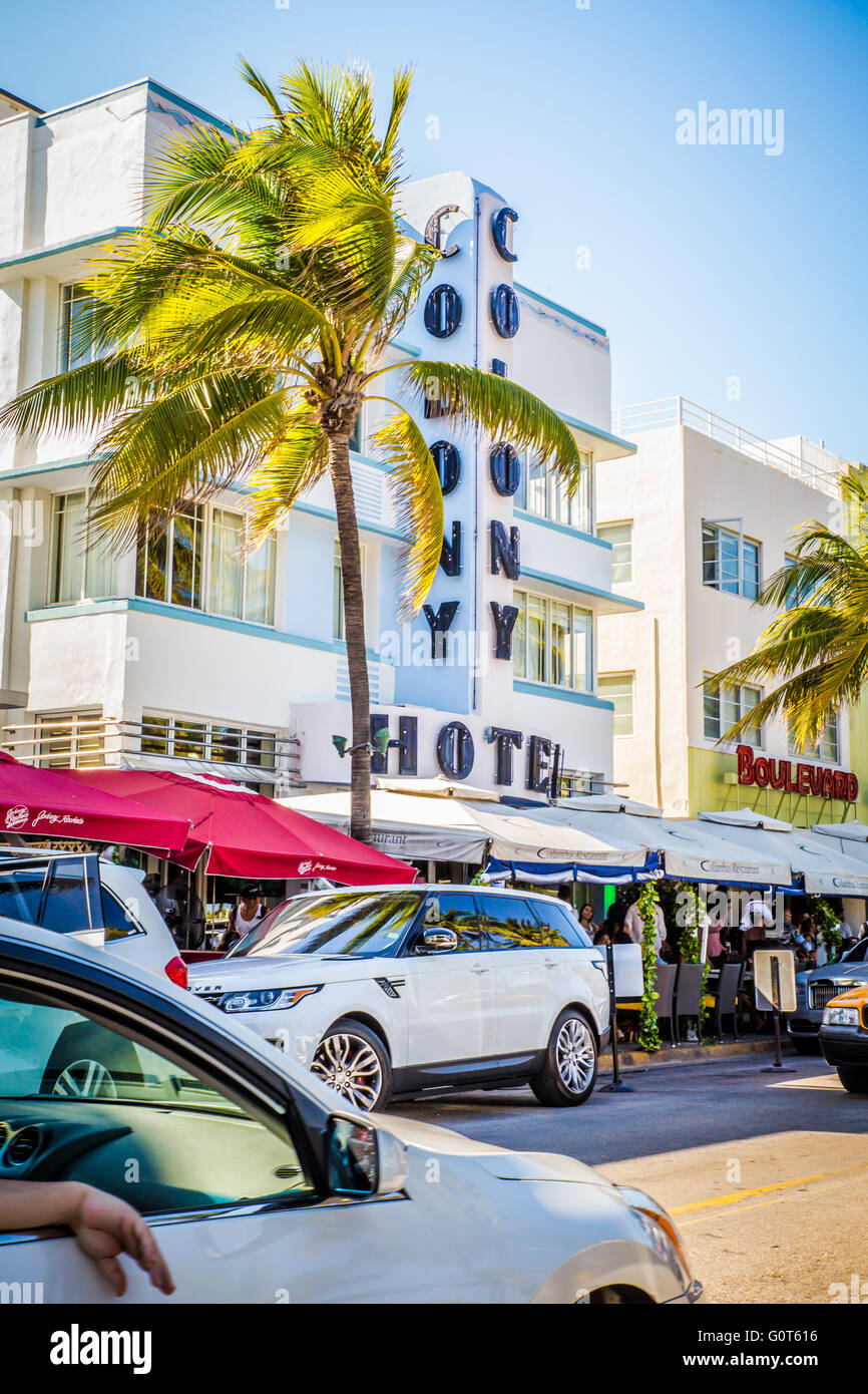 Voir l'historique de l'hôtel art déco, le long d'Ocean Drive à South Beach Miami Floride Banque D'Images Voir l'historique de l'hôtel art déco, le long d'Ocean Drive à South Beach Miami Floride Banque D'Images