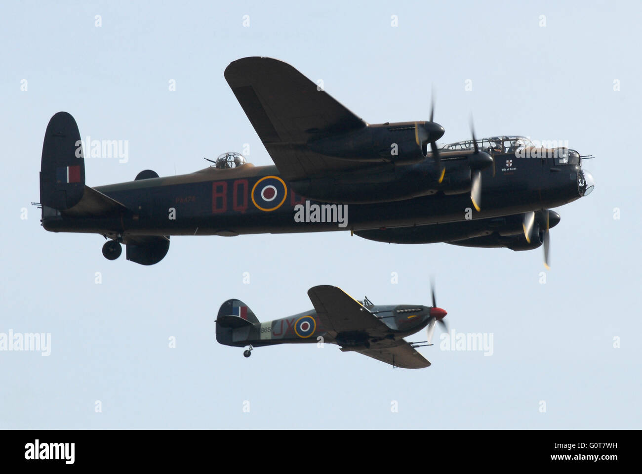 Bombardier Lancaster et spitfire Banque D'Images