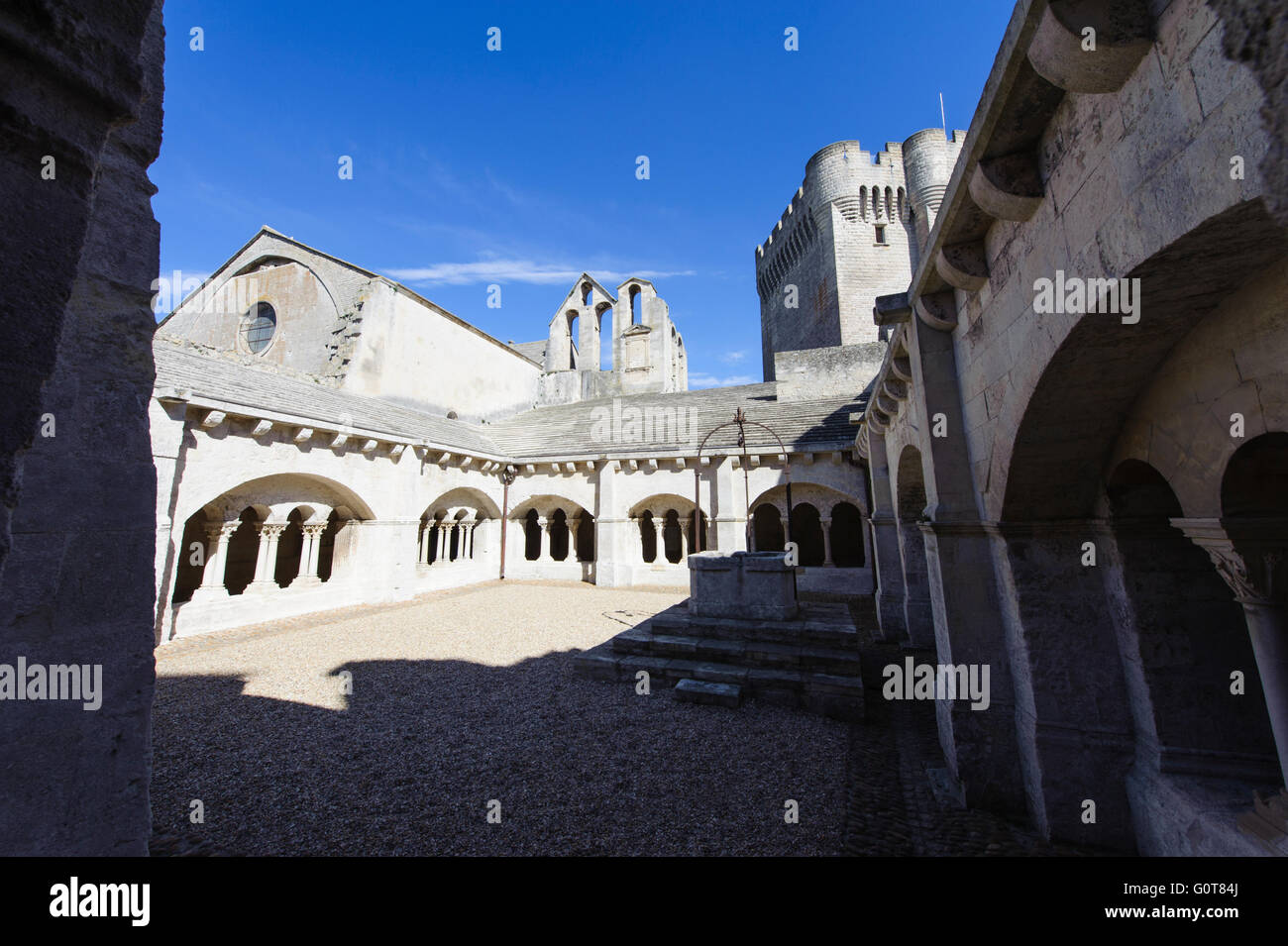 Le cloître de l'abbaye de Montmajour, près de Arles. France Banque D'Images
