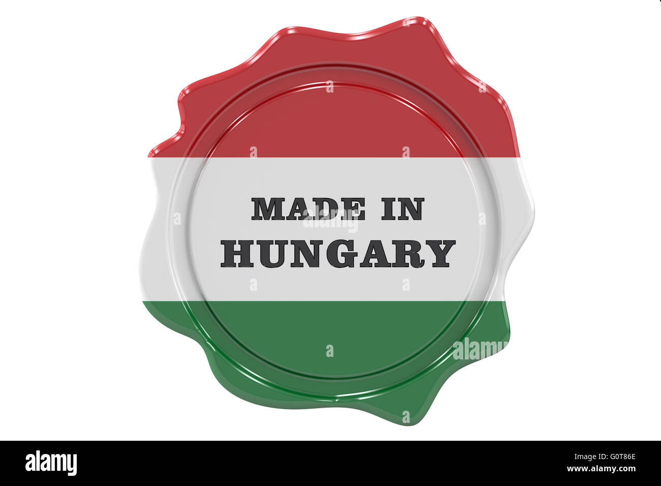 Le joint fabriqué en Hongrie, stamp. Le rendu 3D Banque D'Images