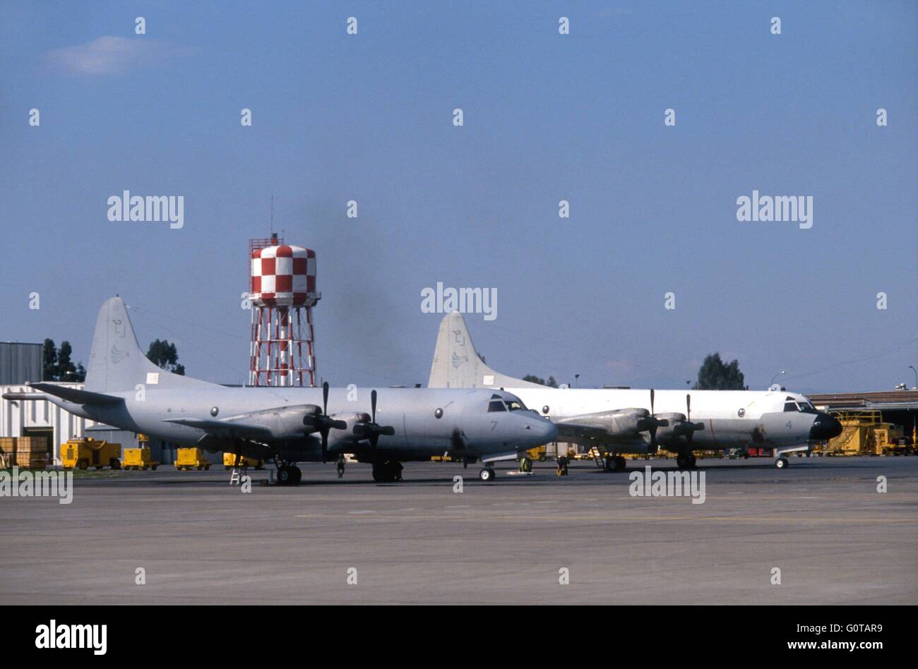 La marine US air force base de Sigonella (Sicile, Italie), les avions anti-sous-P3 Orion Banque D'Images