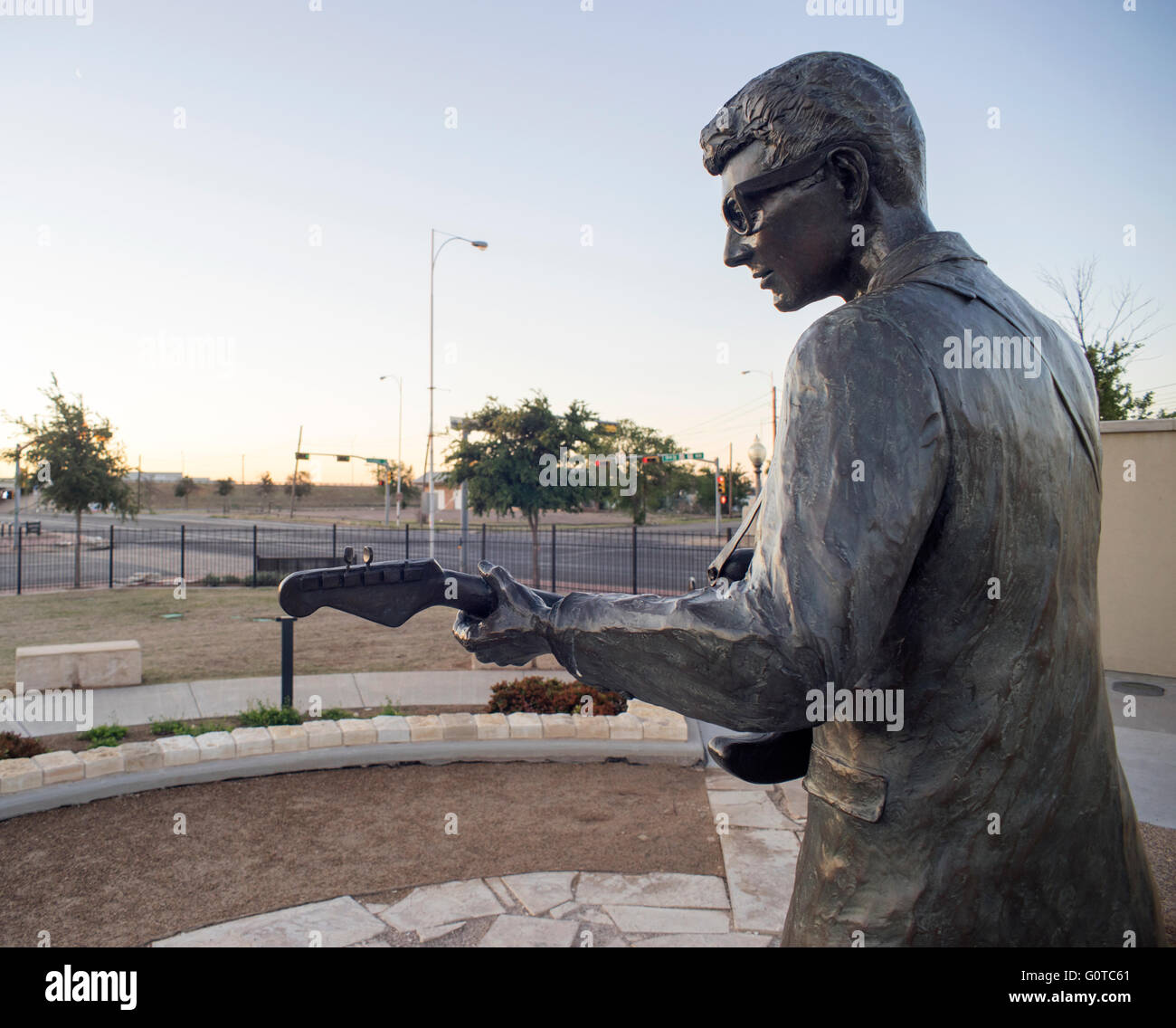 Statue de Buddy Holly à Lubbock, Texas. Charles Hardin Holley (7 septembre 1936 - 3 février 1959), connu sous le nom de Buddy Holly. Banque D'Images