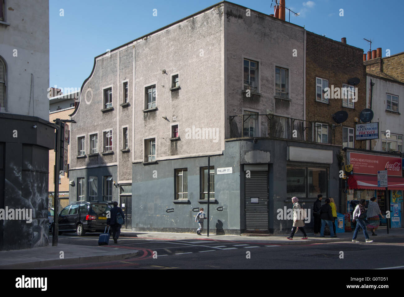 Architecture et scène de rue en décomposition de Hoxton, East London Banque D'Images