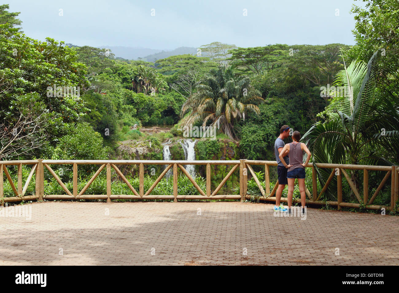 Vue sur la cascade de Chamarel. L'Ile Maurice Banque D'Images