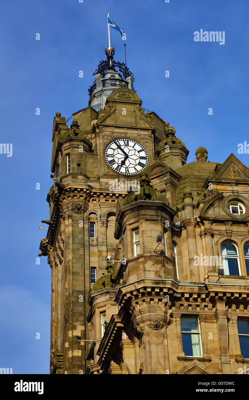Tour de l'horloge de l'Hôtel Balmoral à Edinburgh, Ecosse, Royaume-Uni Banque D'Images