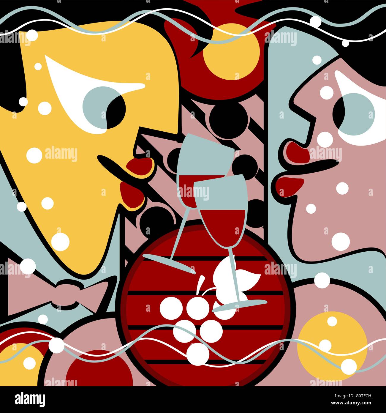 Les gens et le vin surréaliste Illustration de Vecteur