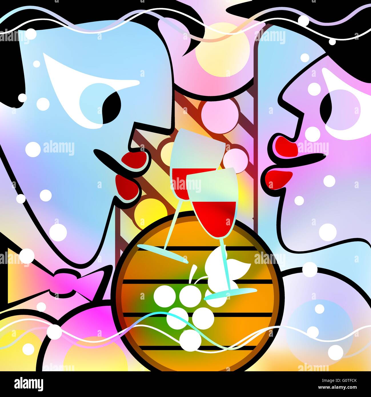 Les surréalistes et le vin. Version Motley Illustration de Vecteur