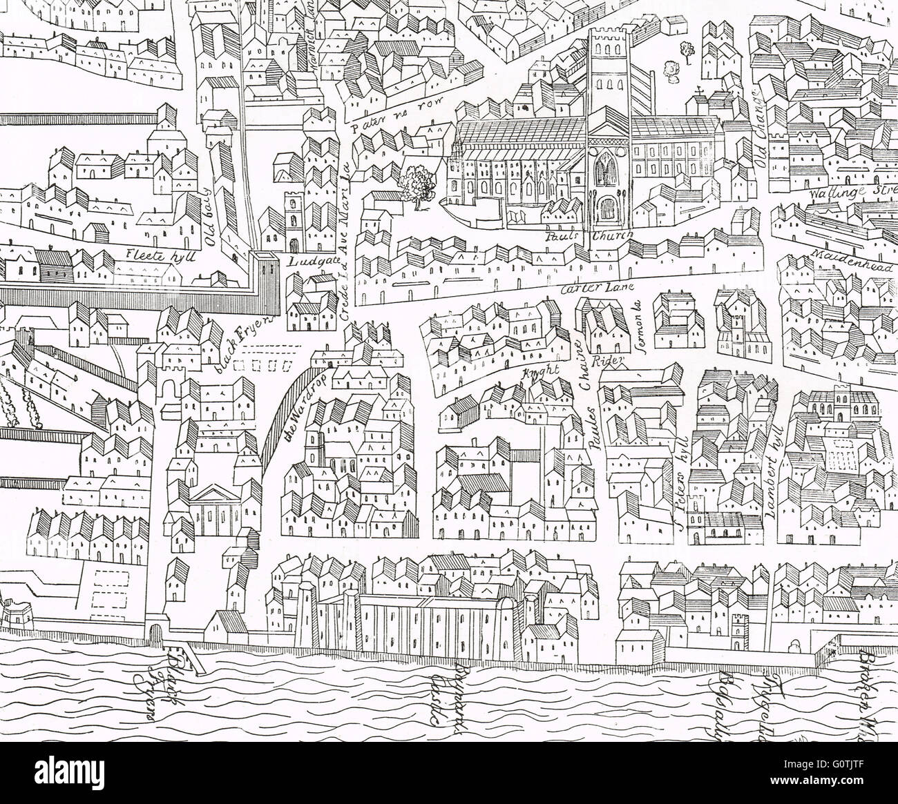 Londres autour de Old St Paul's en 1563 Banque D'Images