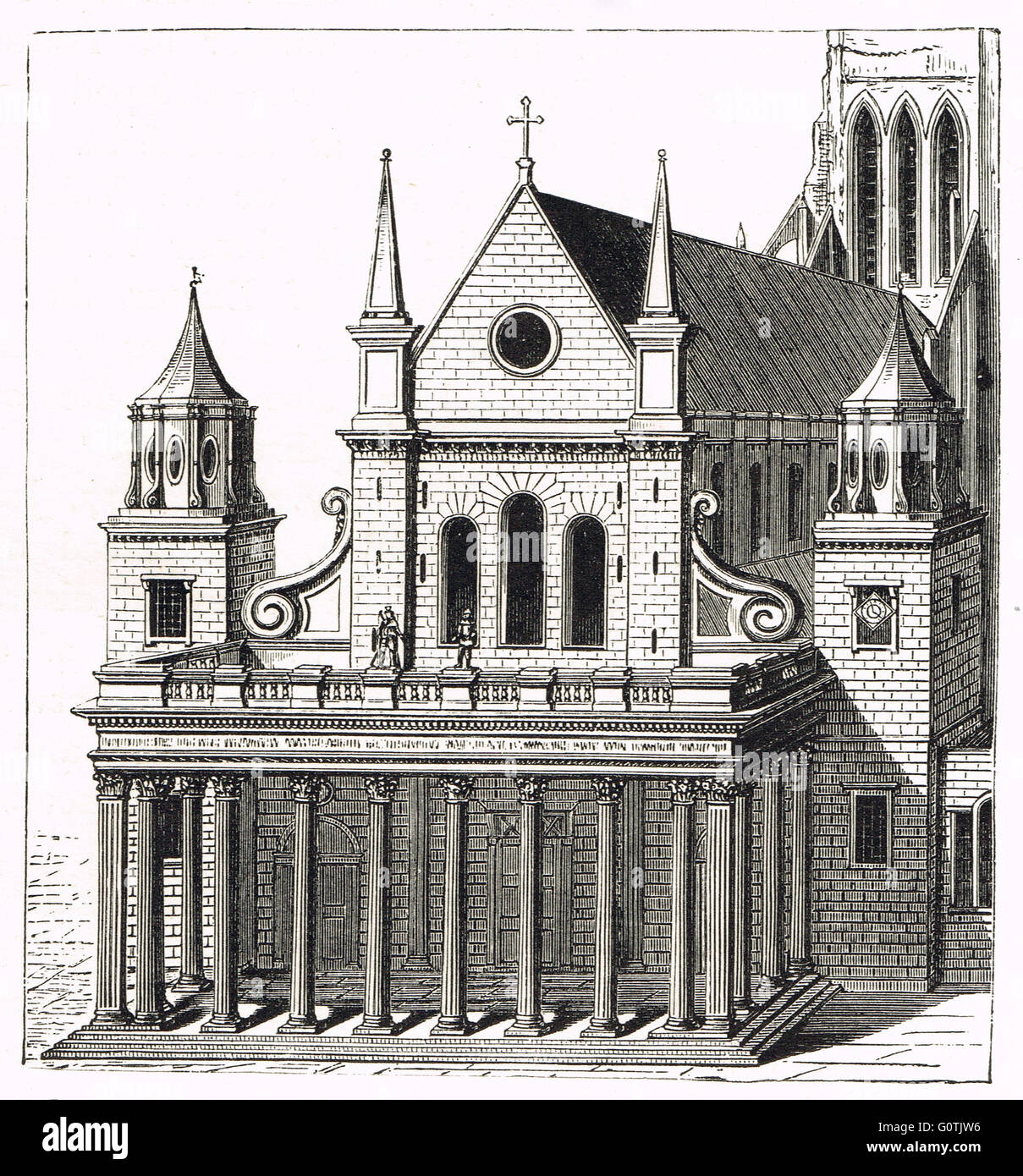 Porche par Inigo Jones pour la vieille Cathédrale St Paul Banque D'Images