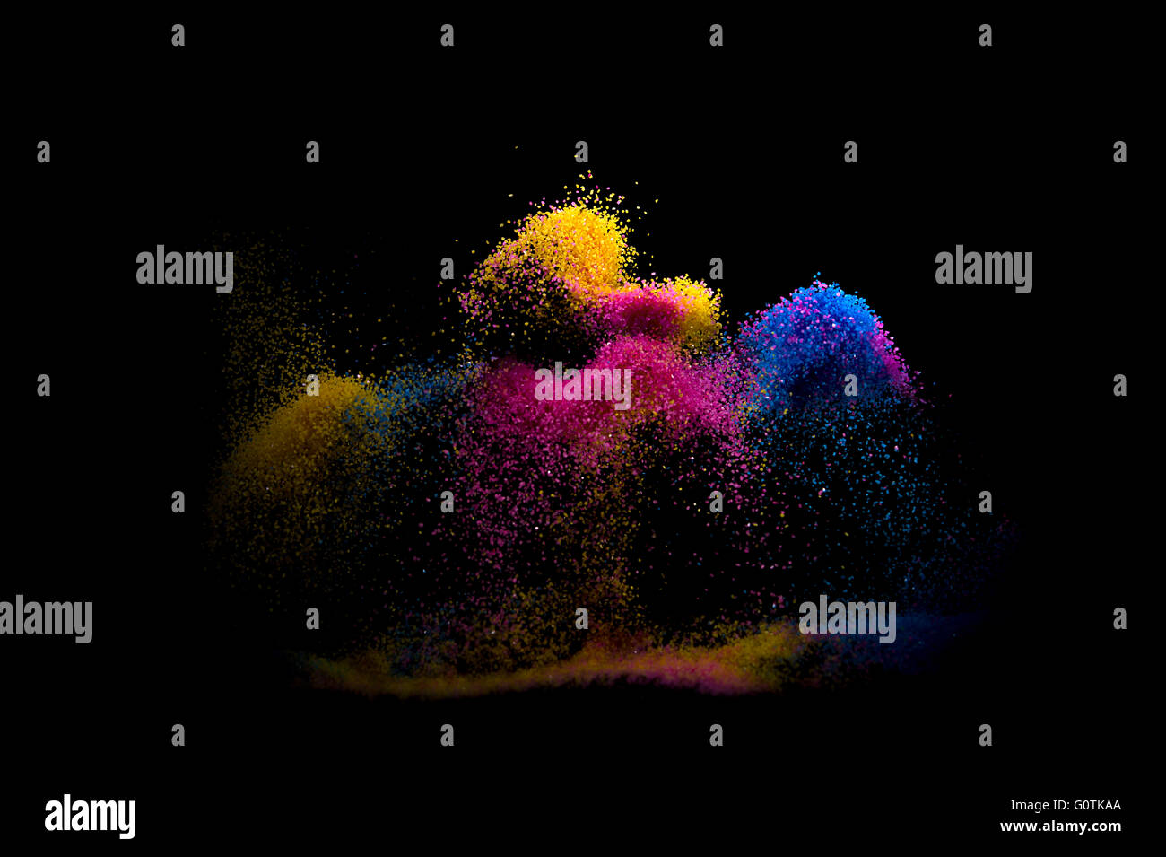 Explosion de sable de différentes couleurs. Banque D'Images