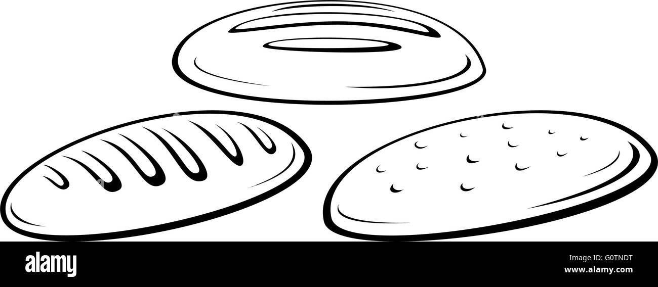 Miche de pain pictogrammes noir Illustration de Vecteur