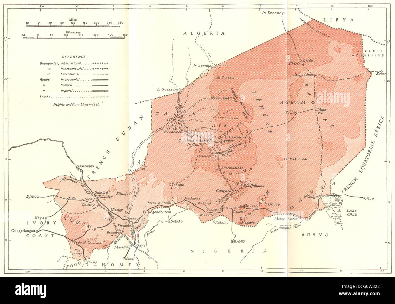NIGER : Niger, 1944 carte vintage Banque D'Images