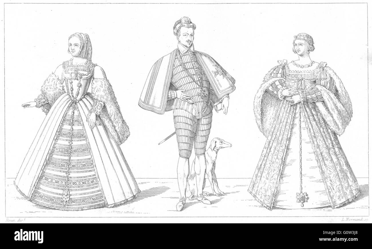 FRANCE : Reine Claude 1ere femme de François 1er, Henri III ; Eleonore 2me, 1875 Banque D'Images