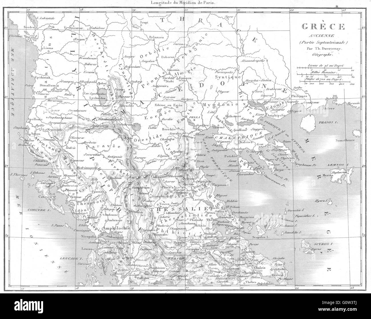 Grèce : Grece(Grèce)Ancienne(septentrionale au nord, 1879) l'ancienne carte antique Banque D'Images