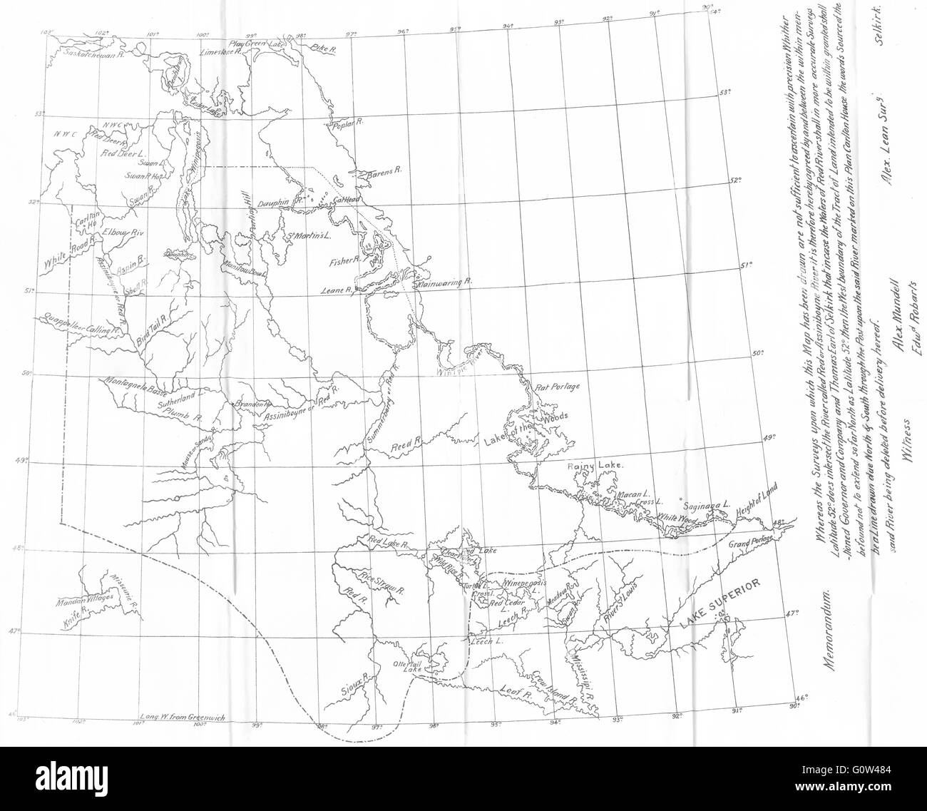 CANADA : Carte du district d'Assiniboia, 1811, 1914 Banque D'Images