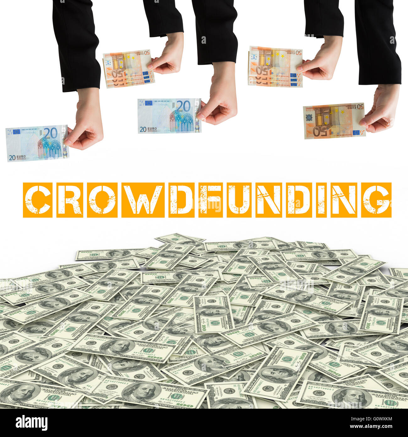 Image composite de businesswomans hand holding cinquante euro notes Banque D'Images