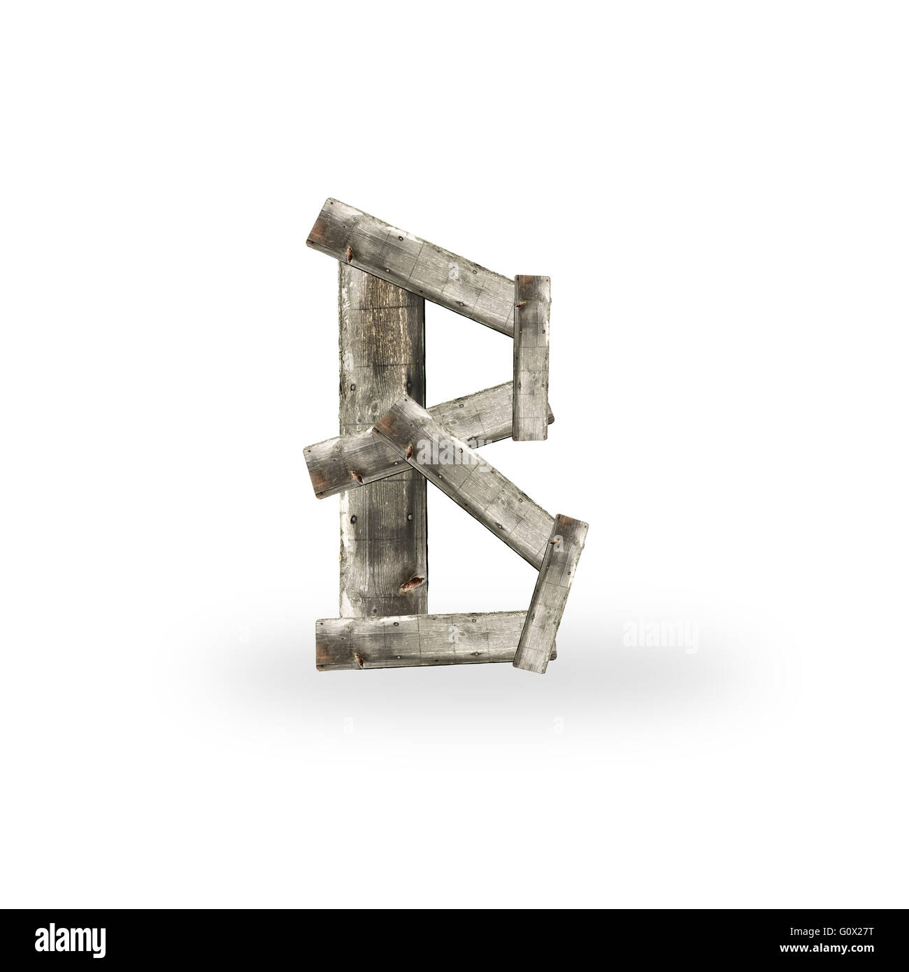 Lettre B en bois on white Banque D'Images