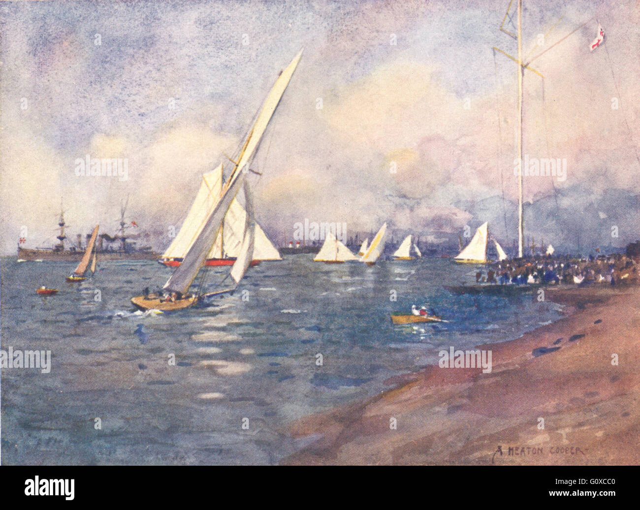 ISLE OF WIGHT : Cowes : Yachting à Cowes, antique print 1908 Banque D'Images