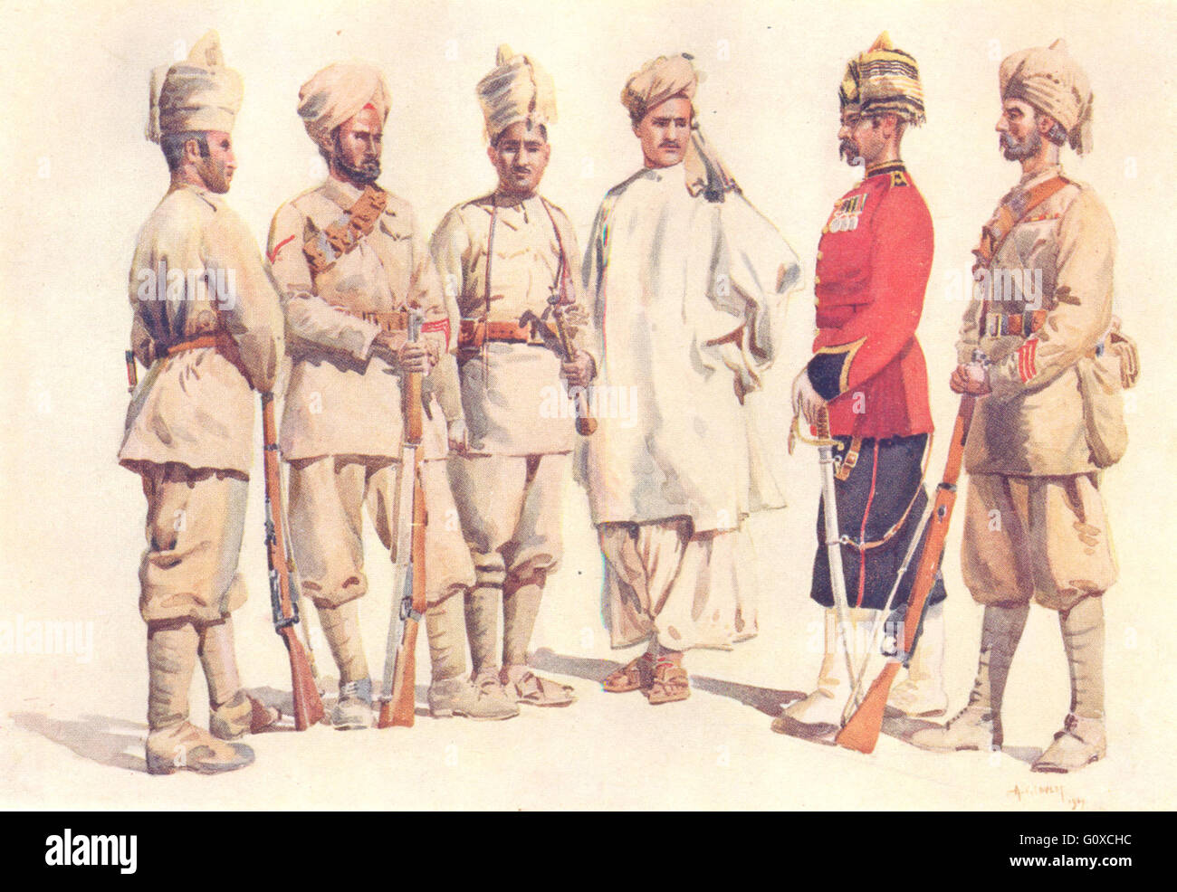 19ÈME PUNJABI : Lance Naik sikh jat Bangash Afridi Pathan Jemadar Yusufzai, 1911 Banque D'Images