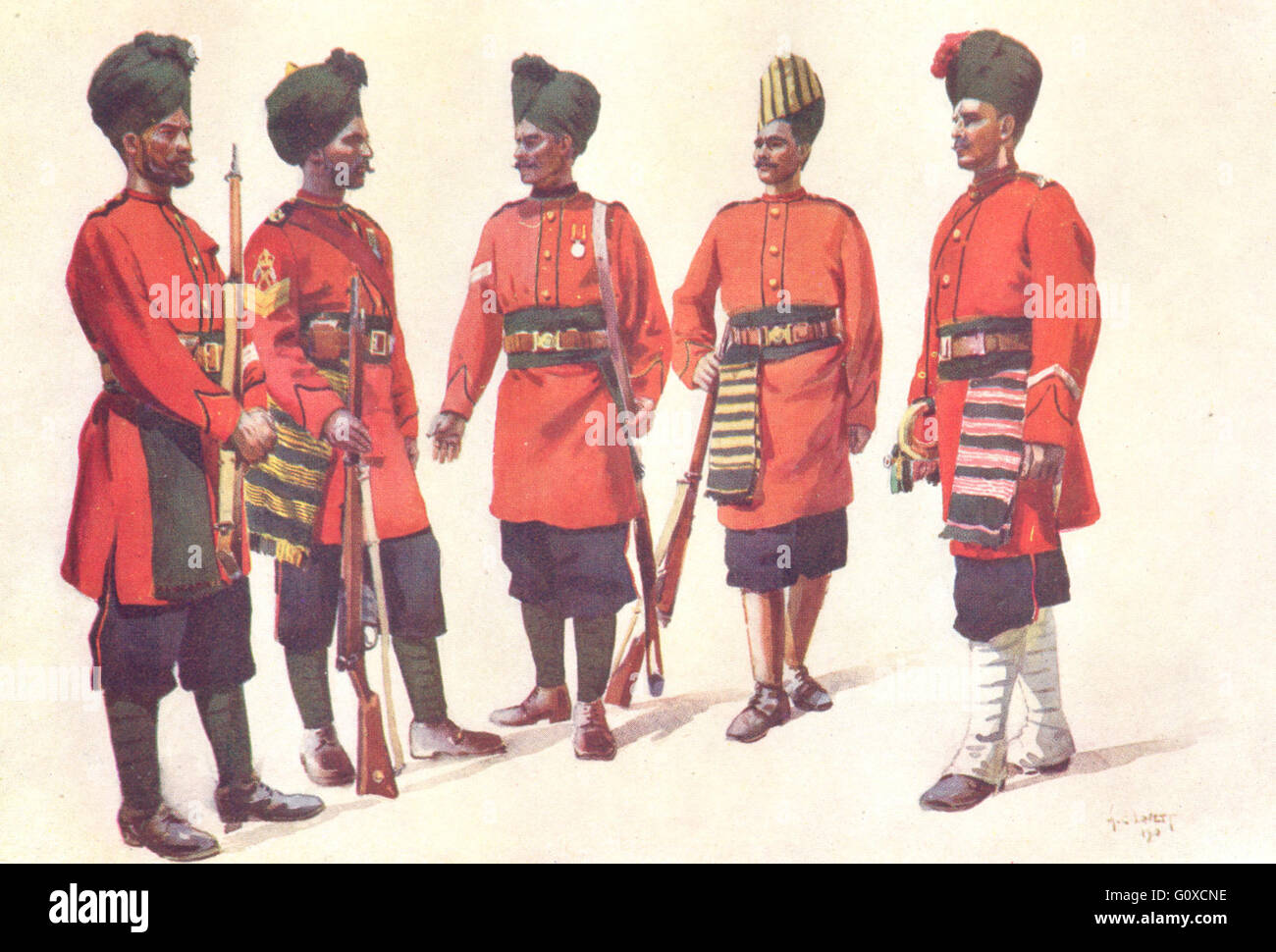 Inde : 94e Russell ; 95e ; 96e ; 97e de la TCA Berar Deccan ; Ahir 98e Inf. Rgt, 1911 Banque D'Images