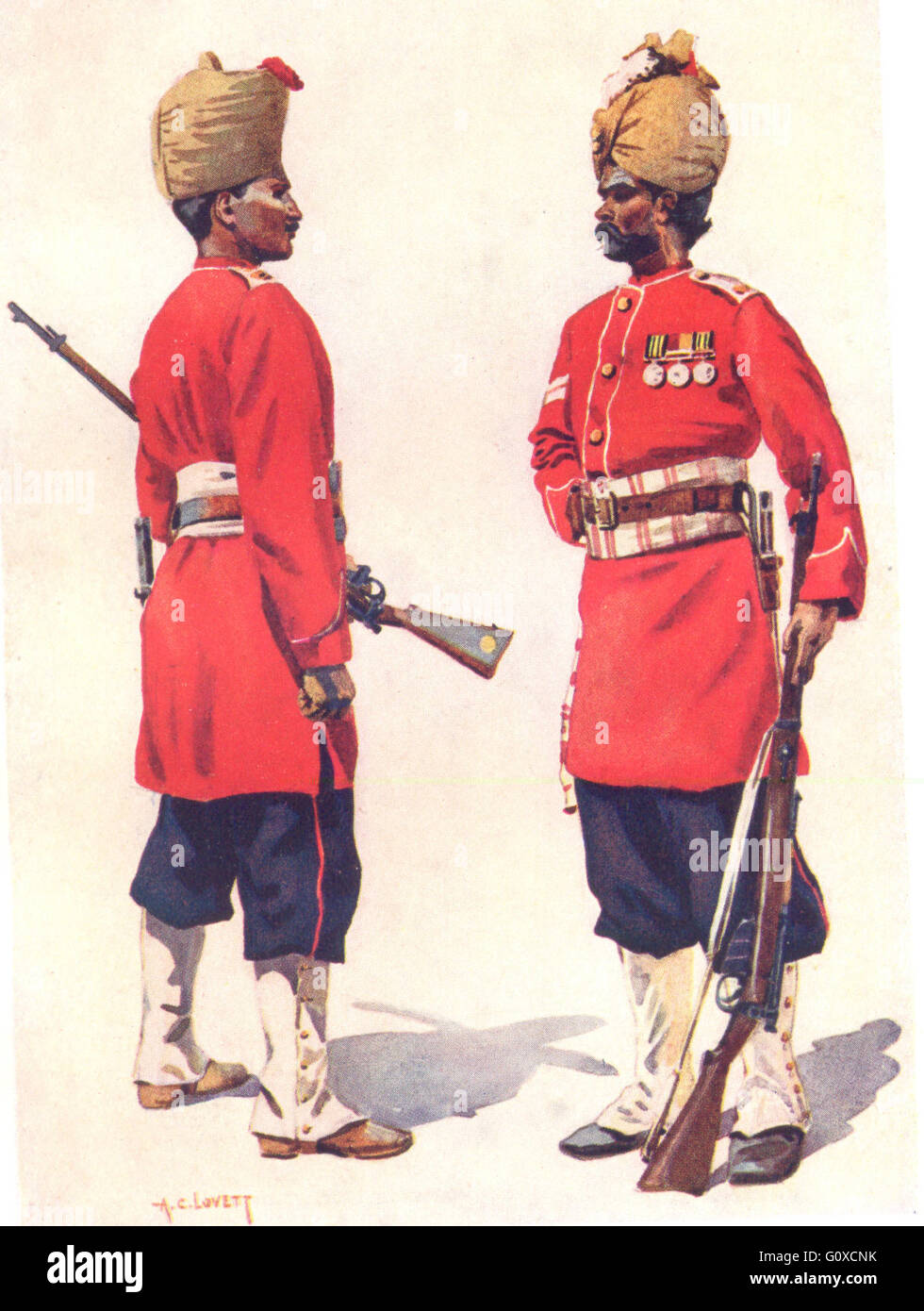 Inde : 101e Grenadiers Naik Punjabi musulman ; 102ème King Edward's Bagri Jat, 1911 Banque D'Images
