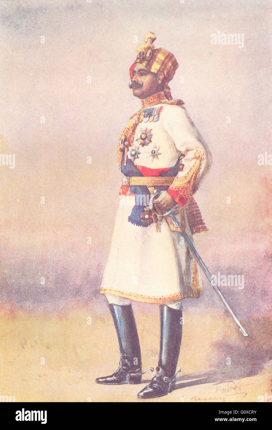 COL MAHARAJA SIR GANGA BAHADUR SINGH, Commandant de Bikaner : Risala, 1911 Banque D'Images