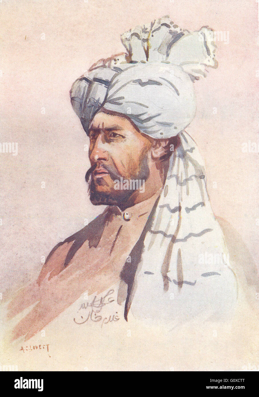 Inde : une milice ; Kurram Subedar(alors l'uniforme)Turi, antique print 1911 Banque D'Images