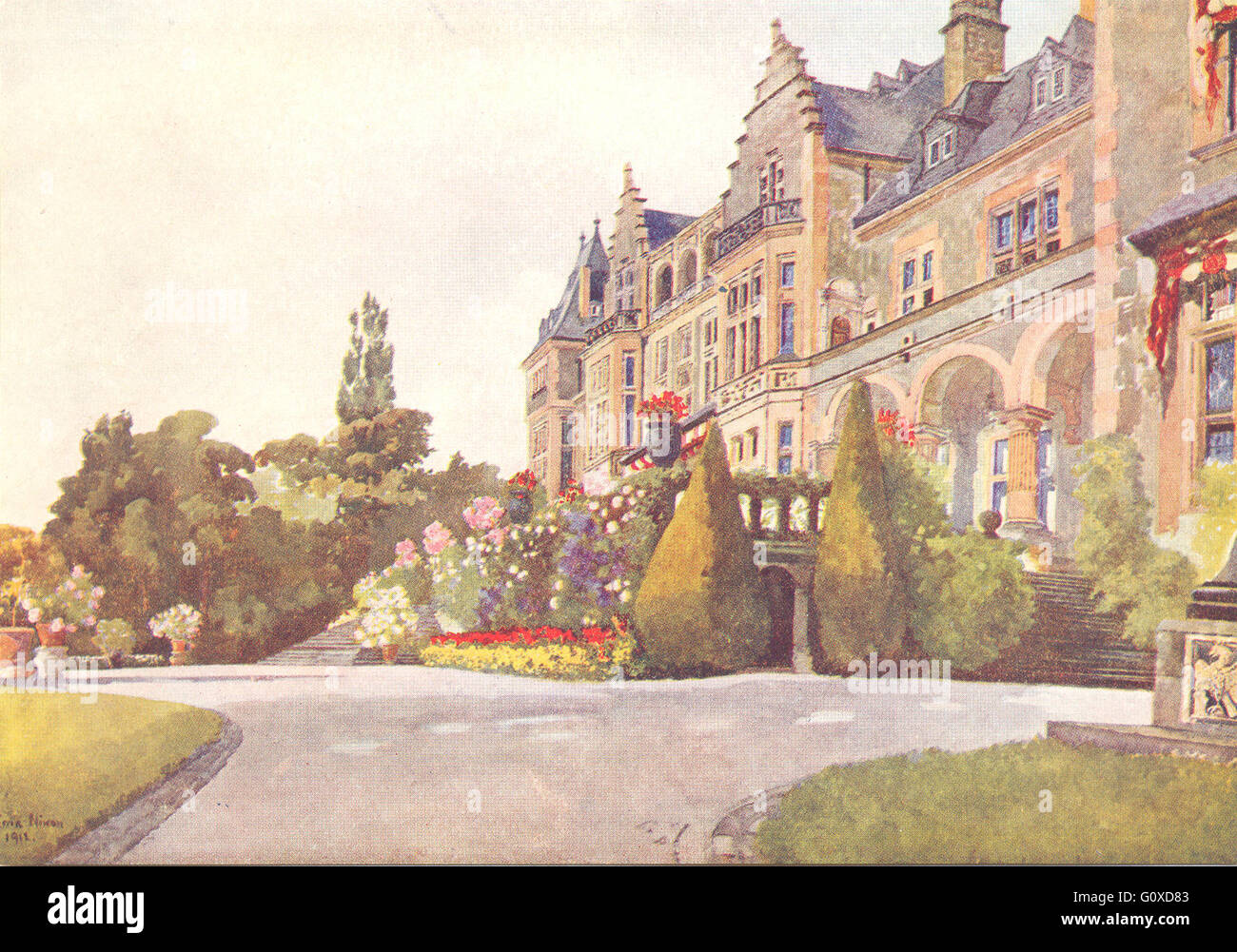 Allemagne : Schloss Friedrichshof, antique print 1916 Banque D'Images