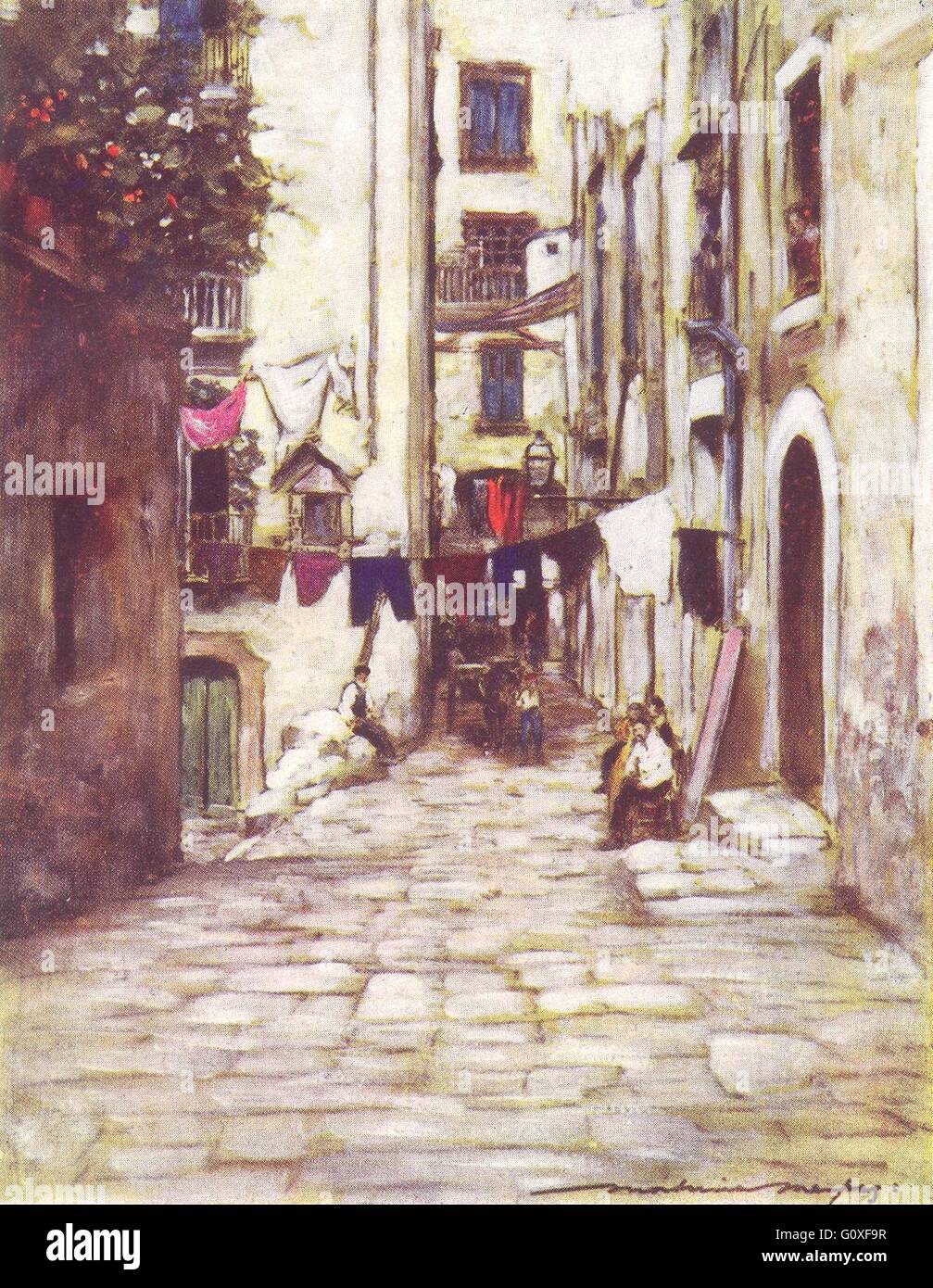 Italie Une Rue De Naples Italie Vintage Print 19 Photo Stock Alamy
