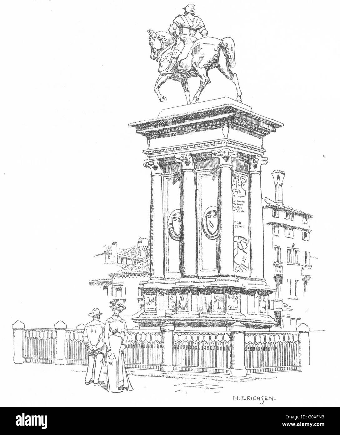 Venise : Statue de Bartolomeo Colleoni, vintage print 1930 Banque D'Images