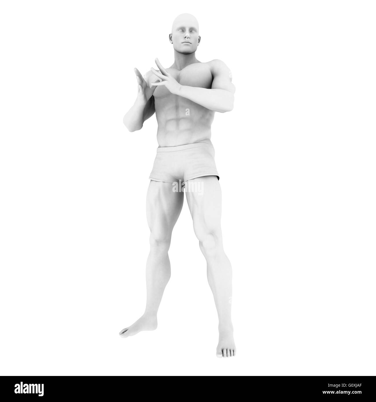 Super Héros posent avec un homme dans le rendu 3d illustration Banque D'Images