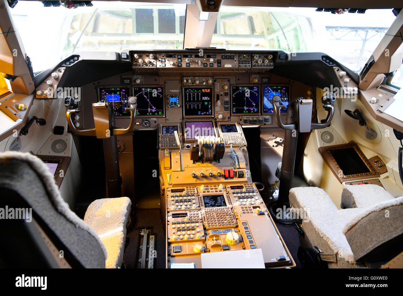 Avion, avion, avion, cockpit, Boeing, B 747 - 800 F, Cargo, Banque D'Images