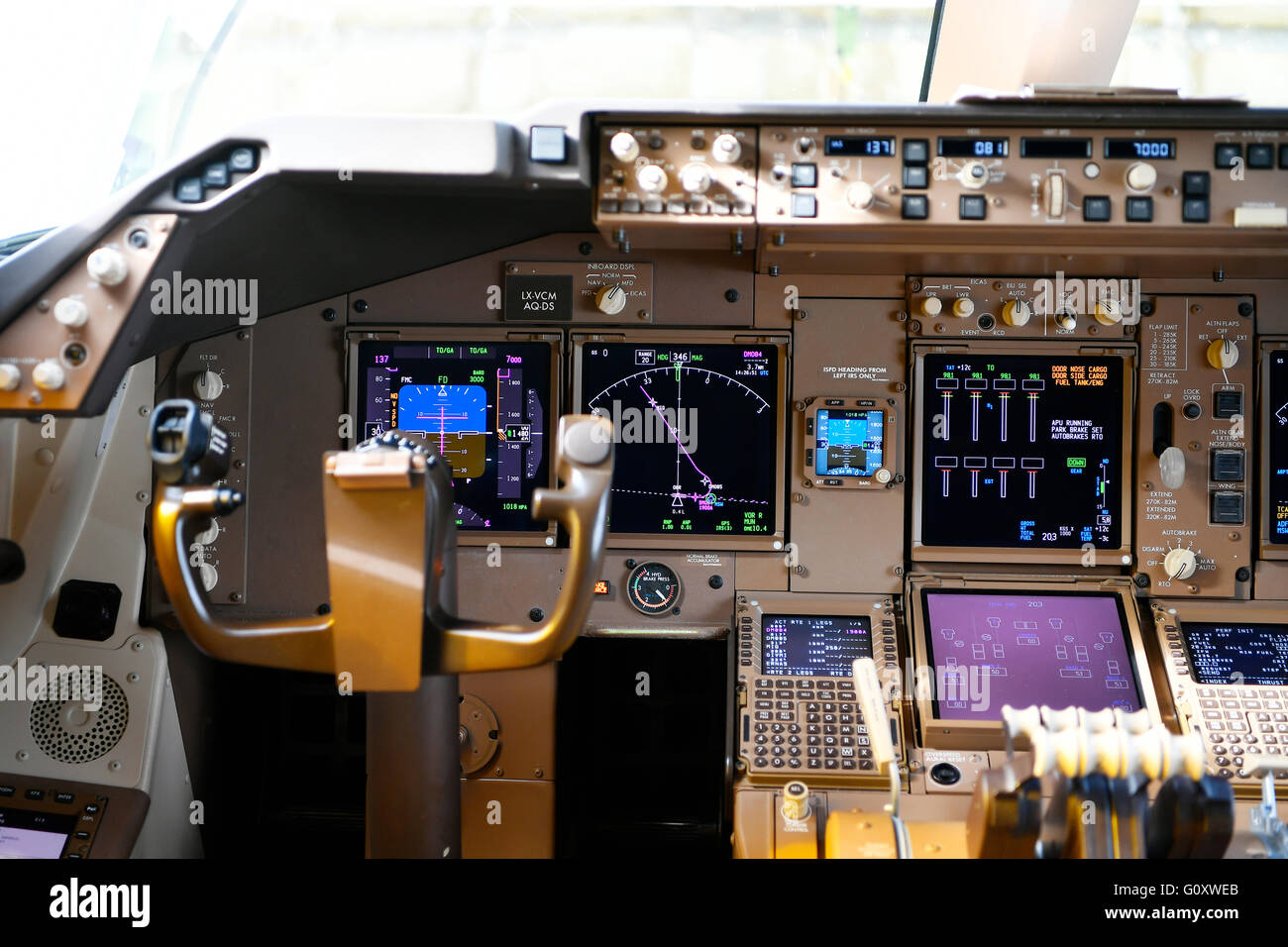 Avion, avion, avion, cockpit, Boeing, B 747 - 800 F, Cargo, Banque D'Images