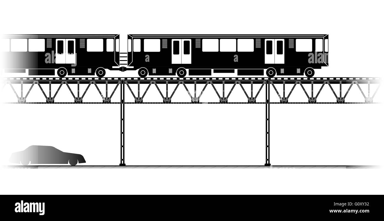 Le train surélevé à Chicago Illustration de Vecteur