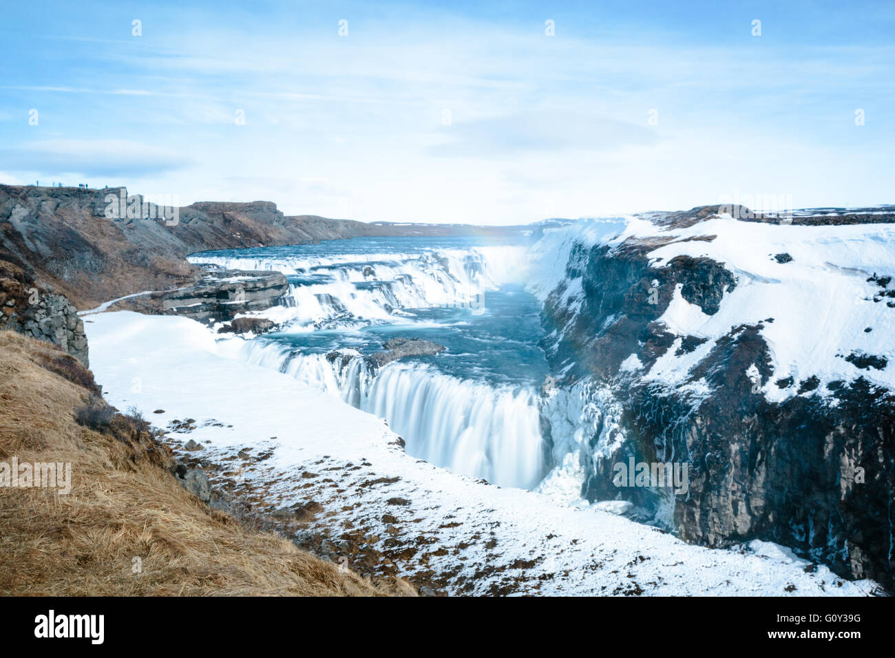 Cascade de Gullfoss sur le Golden Circle Tour en Islande Banque D'Images