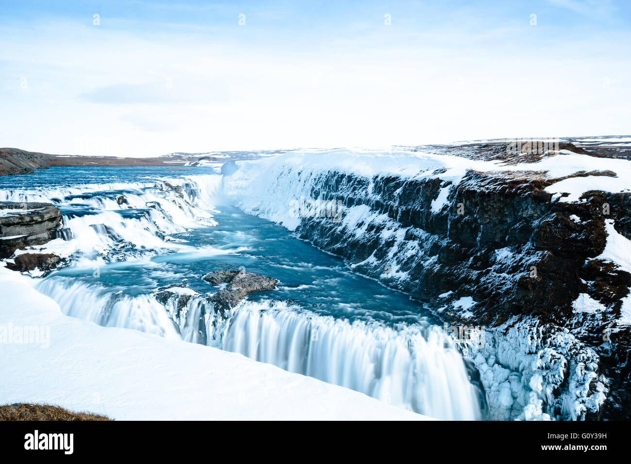 Cascade de Gullfoss sur le Golden Circle Tour en Islande Banque D'Images