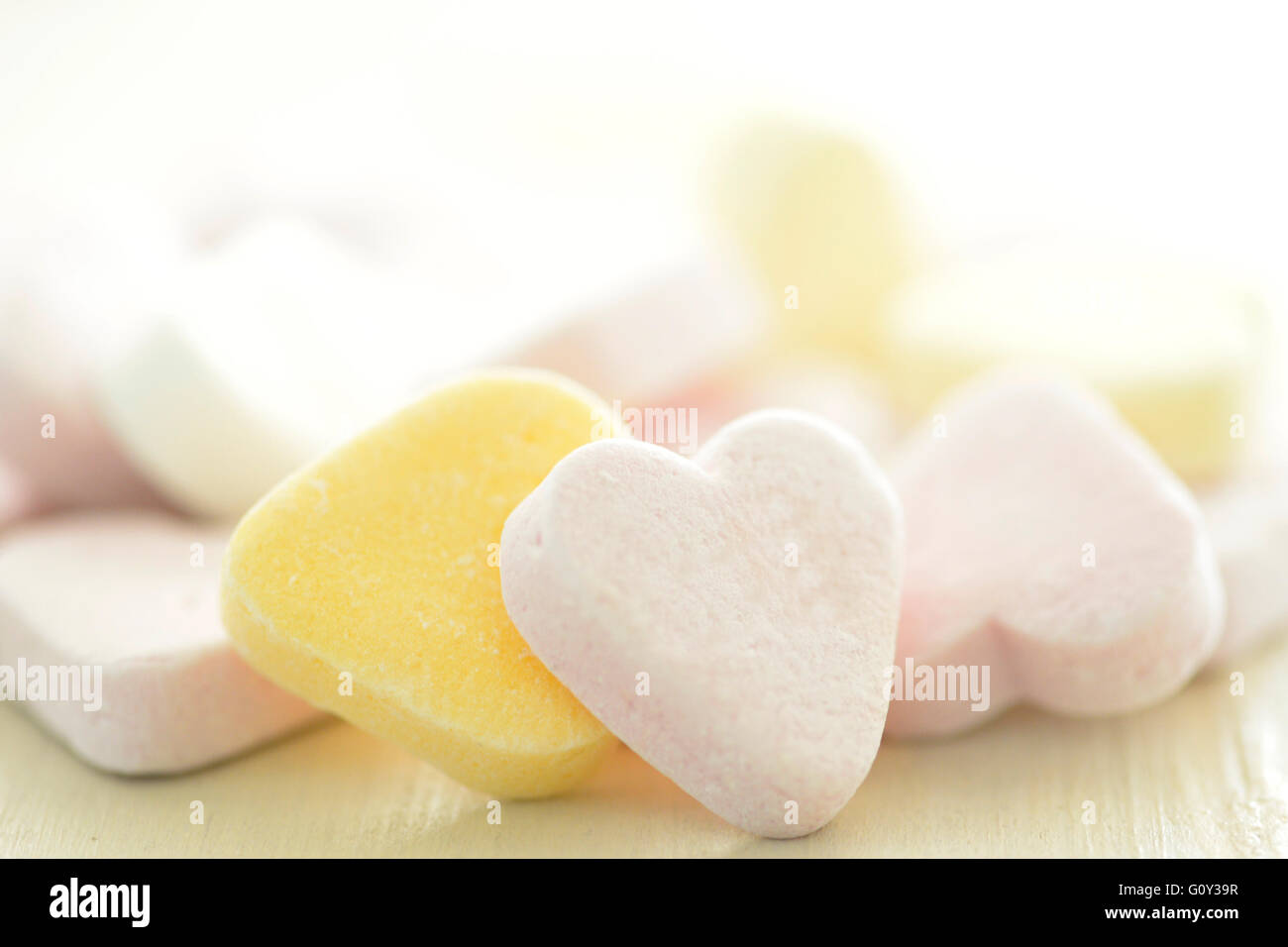 Close-up of candy confiseries en forme de coeur Banque D'Images