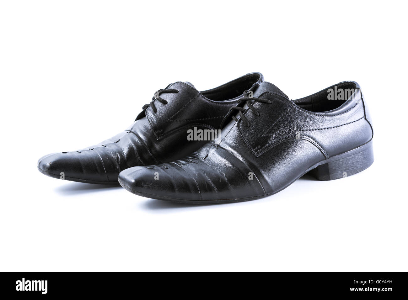 Chaussures hommes utilisé sur fond blanc Banque D'Images