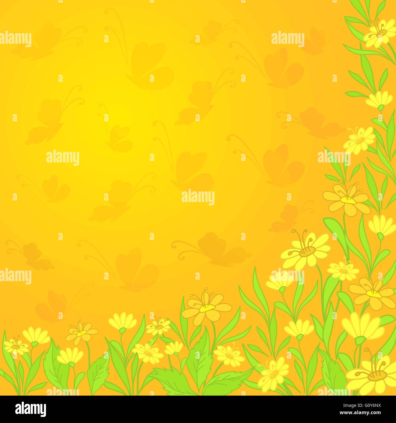 Arrière-plan avec des fleurs et papillons Illustration de Vecteur