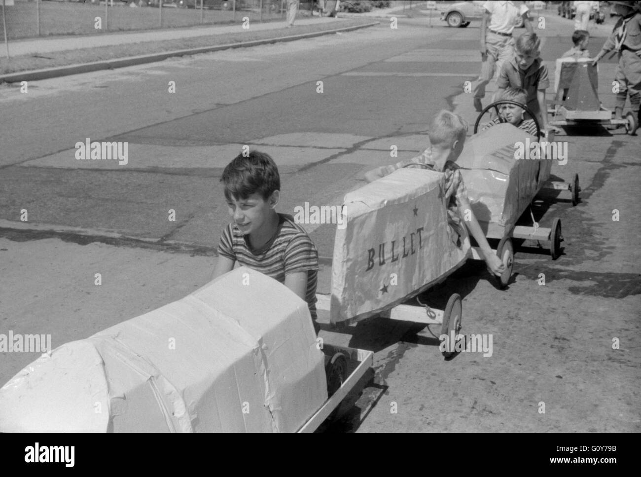 Entrants en course Auto Soapbox pendant juillet 4ème célébration, Salisbury, Maryland, USA, par Jack Delano pour Farm Security Administration, Juillet 1940 Banque D'Images