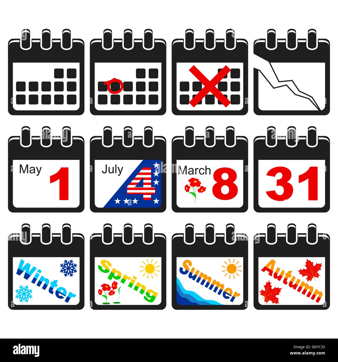 Icônes de calendrier Illustration de Vecteur