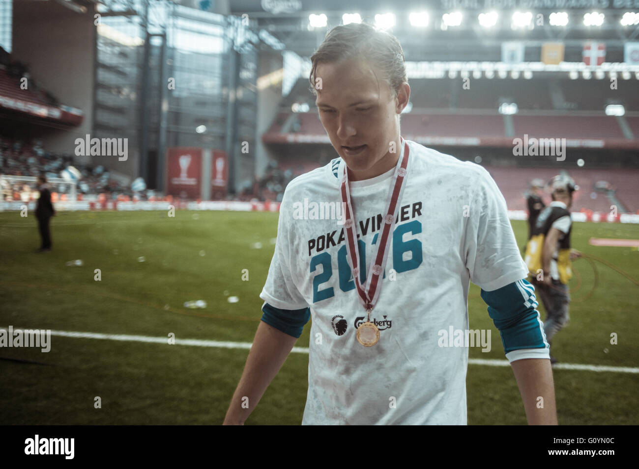 Danemark, Copenhague, 5 mai 2015. FC Copenhague a remporté sa deuxième Coupe du Danemark sur le trot à la suite d'une victoire (2-1) sur AGF Århus hier soir au stade Parken. Dans les images : Ludwig Augustinsson (FC Copenhague). Credit : Samy Khabthani//Alamy Live News Banque D'Images