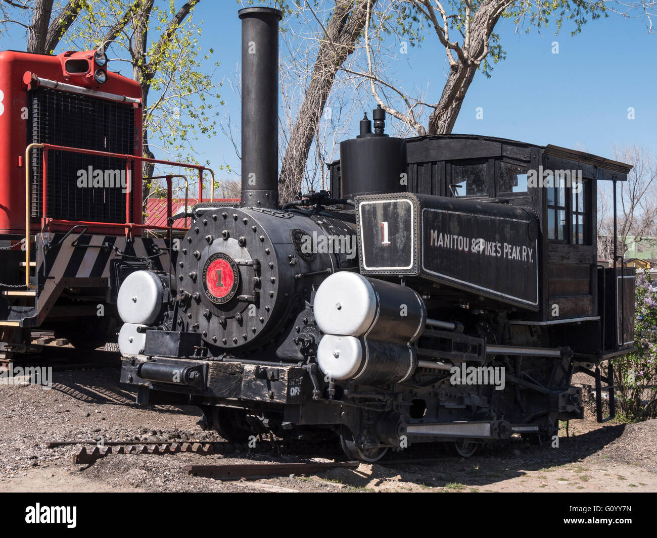 Manitou et 4610 numéro moteur 1, cog railway, Colorado Railroad Museum, Golden, Colorado. Banque D'Images